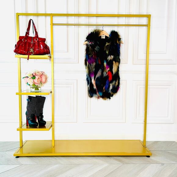 SAM NY Mini Limelight Fox Fur Reversible Vest with Army Green Parka Size Small - Picture 16 of 16